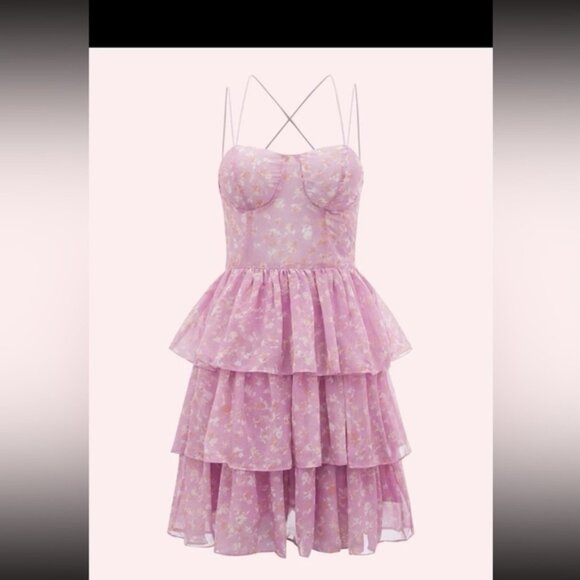 SHEIN MOD Strappy Yoke Floral Print Layered Cami Dress - Picture 3 of 3